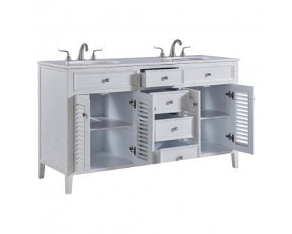 Elegant Cape Cod 60" Free Standing Double Bathroom Vanity Set - Antique White (VF10460AW)