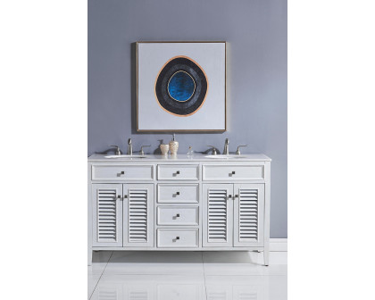 Elegant Cape Cod 60" Free Standing Double Bathroom Vanity Set - Antique White (VF10460AW)