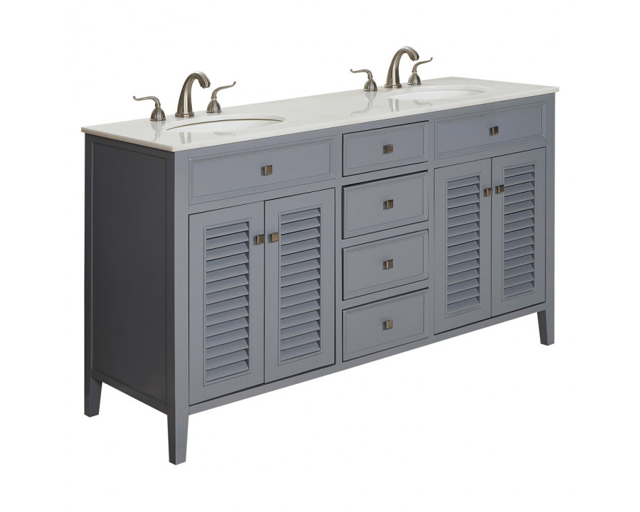 Elegant Cape Cod 60" Free Standing Double Bathroom Vanity Set - Gray (VF10460GR)