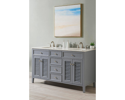 Elegant Cape Cod 60" Free Standing Double Bathroom Vanity Set - Gray (VF10460GR)