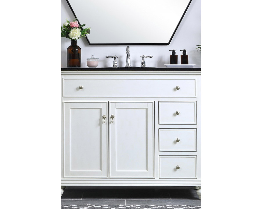 Elegant Otto Single Bathroom Vanity Set - Antique White, L 42" (VF12342AW)