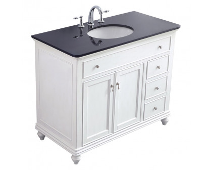 Elegant Otto Single Bathroom Vanity Set - Antique White, L 42" (VF12342AW)