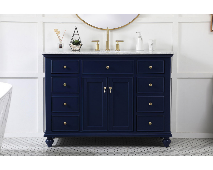 Elegant Otto 48" 8 Drawer Rectangle Single Bathroom Vanity Sink Set - Blue (VF12348BL)