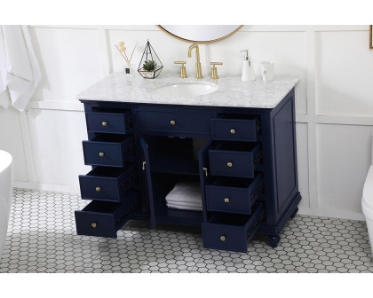 Elegant Otto 48" 8 Drawer Rectangle Single Bathroom Vanity Sink Set - Blue (VF12348BL)