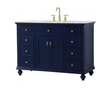 Elegant Otto 48" 8 Drawer Rectangle Single Bathroom Vanity Sink Set - Blue (VF12348BL)