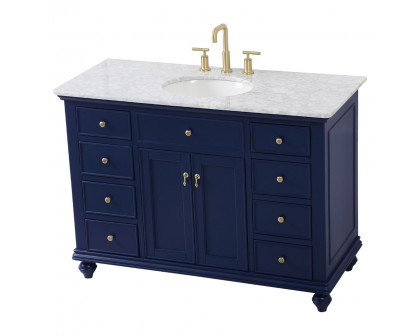 Elegant Otto 48" 8 Drawer Rectangle Single Bathroom Vanity Sink Set - Blue (VF12348BL)