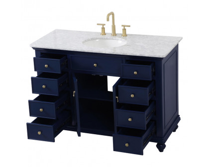 Elegant Otto 48" 8 Drawer Rectangle Single Bathroom Vanity Sink Set - Blue (VF12348BL)