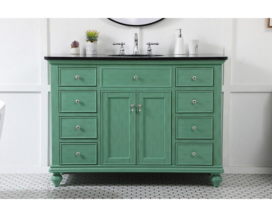 Elegant Otto 8 Drawer Rectangle Single Bathroom Vanity Sink Set - Vintage Mint, 48" (VF12348VM)