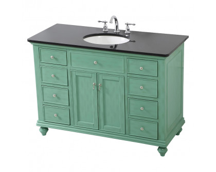 Elegant Otto 8 Drawer Rectangle Single Bathroom Vanity Sink Set - Vintage Mint, 48" (VF12348VM)