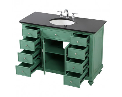 Elegant Otto 8 Drawer Rectangle Single Bathroom Vanity Sink Set - Vintage Mint, 48" (VF12348VM)