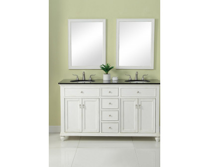 Elegant Otto 4 Drawer Double Rectangle Bathroom Vanity Sink Set - Antique White, 60" (VF12360DAW)