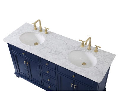 Elegant Otto 60" 4 Drawer Double Rectangle Bathroom Vanity Sink Set - Blue (VF12360DBL)