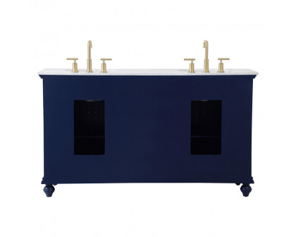 Elegant Otto 60" 4 Drawer Double Rectangle Bathroom Vanity Sink Set - Blue (VF12360DBL)