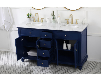 Elegant Otto 60" 4 Drawer Double Rectangle Bathroom Vanity Sink Set - Blue (VF12360DBL)