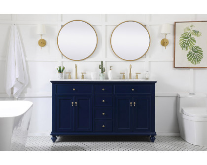 Elegant Otto 60" 4 Drawer Double Rectangle Bathroom Vanity Sink Set - Blue (VF12360DBL)