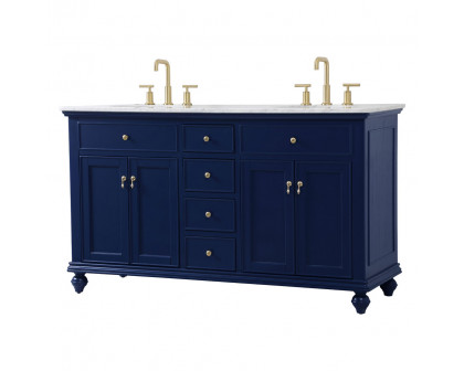 Elegant Otto 60" 4 Drawer Double Rectangle Bathroom Vanity Sink Set - Blue (VF12360DBL)