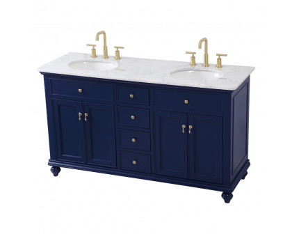 Elegant Otto 60" 4 Drawer Double Rectangle Bathroom Vanity Sink Set - Blue (VF12360DBL)