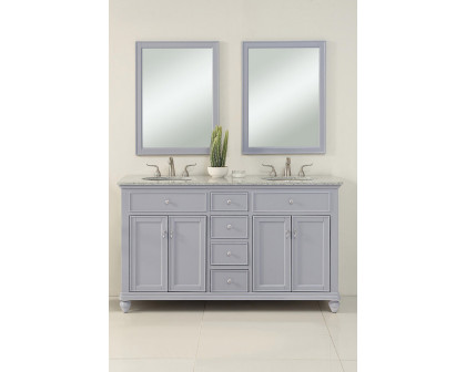 Elegant Otto 60" 4 Drawer Double Rectangle Bathroom Vanity Sink Set - Gray (VF12360DGR)