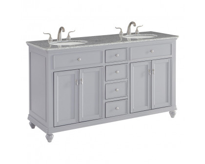 Elegant Otto 60" 4 Drawer Double Rectangle Bathroom Vanity Sink Set - Gray (VF12360DGR)