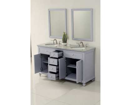 Elegant Otto 60" 4 Drawer Double Rectangle Bathroom Vanity Sink Set - Gray (VF12360DGR)