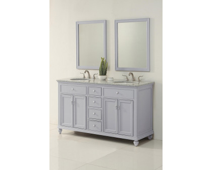 Elegant Otto 60" 4 Drawer Double Rectangle Bathroom Vanity Sink Set - Gray (VF12360DGR)