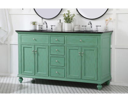 Elegant Otto 4 Drawer Double Rectangle Bathroom Vanity Sink Set - Vintage Mint, 60" (VF12360DVM)