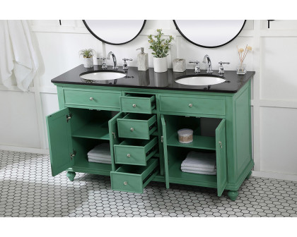 Elegant Otto 4 Drawer Double Rectangle Bathroom Vanity Sink Set - Vintage Mint, 60" (VF12360DVM)