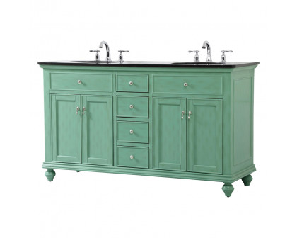 Elegant Otto 4 Drawer Double Rectangle Bathroom Vanity Sink Set - Vintage Mint, 60" (VF12360DVM)