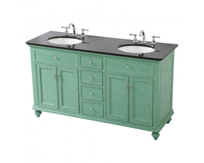 Elegant Otto 4 Drawer Double Rectangle Bathroom Vanity Sink Set - Vintage Mint, 60" (VF12360DVM)