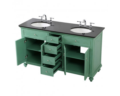 Elegant Otto 4 Drawer Double Rectangle Bathroom Vanity Sink Set - Vintage Mint, 60" (VF12360DVM)