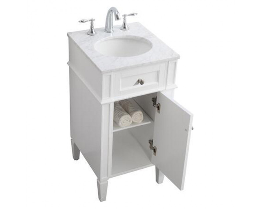 Elegant Single Bathroom Vanity Set - White, L 18" (VF12518WH)