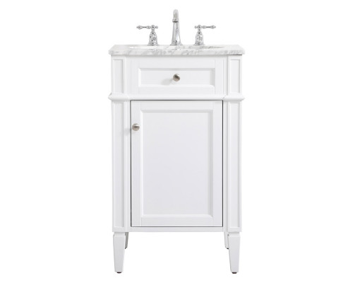 Elegant Single Bathroom Vanity Set - White, L 21" (VF12521WH)