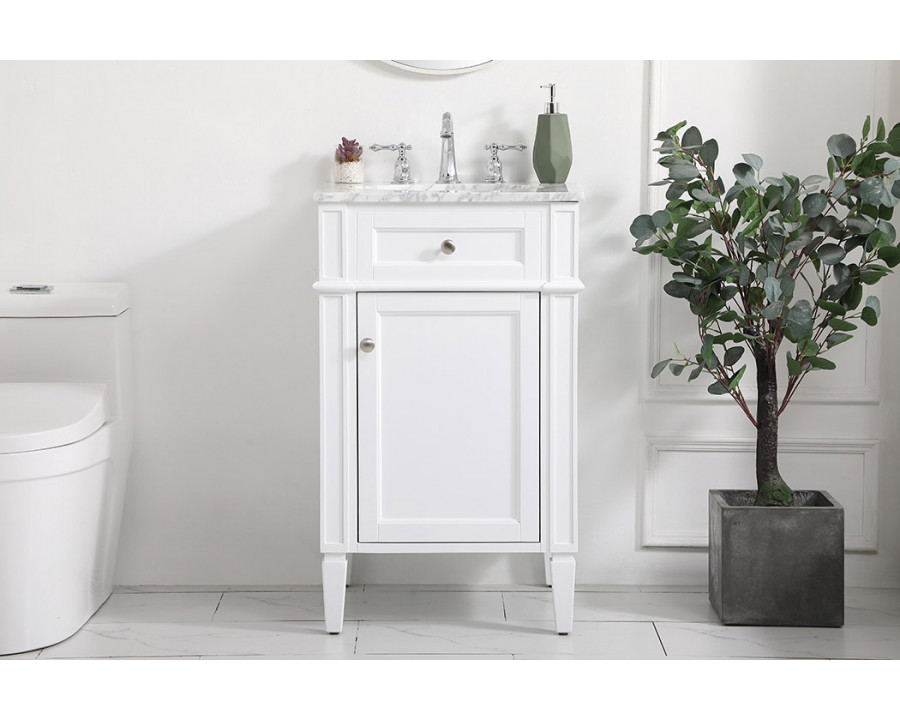 Elegant Single Bathroom Vanity Set - White, L 21" (VF12521WH)