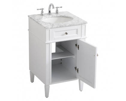 Elegant Single Bathroom Vanity Set - White, L 21" (VF12521WH)