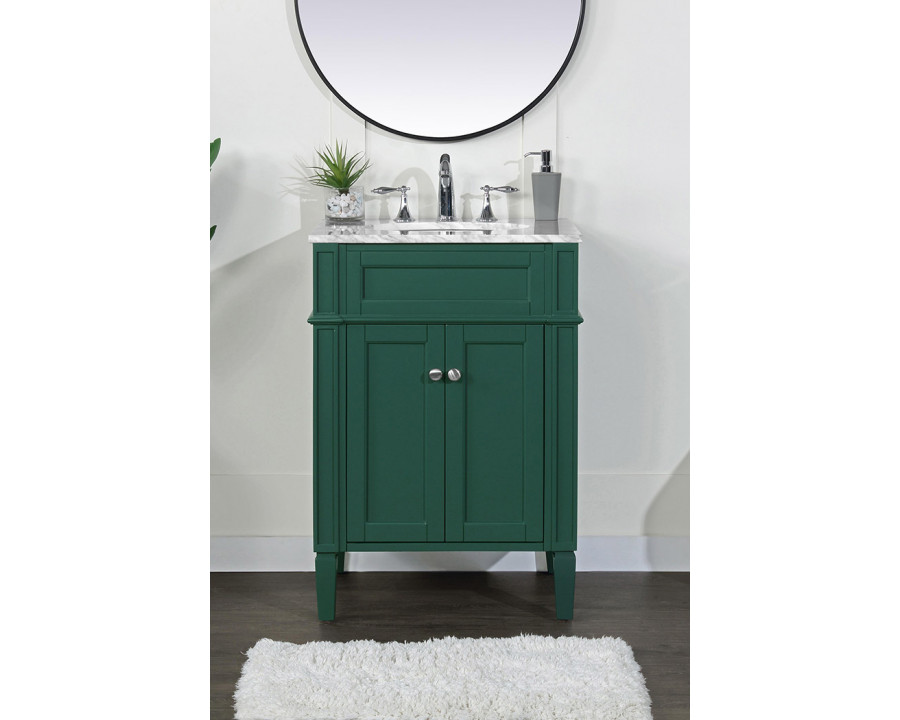 Elegant Single Bathroom Vanity Set - Green, L 24" (VF12524GN)