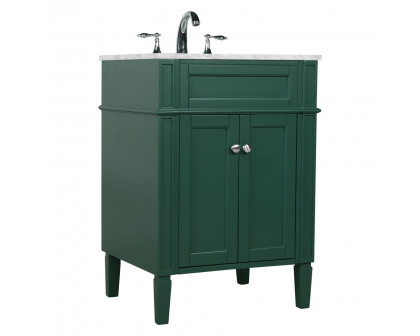 Elegant Single Bathroom Vanity Set - Green, L 24" (VF12524GN)