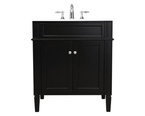 Elegant Single Bathroom Vanity Set - Black, L 30" (VF12530BK)