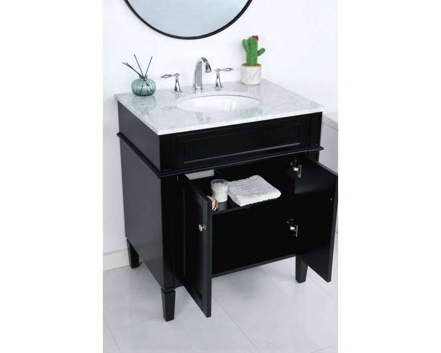 Elegant Single Bathroom Vanity Set - Black, L 30" (VF12530BK)