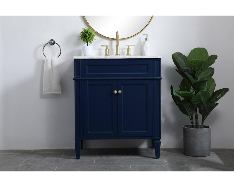 Elegant Single Bathroom Vanity Set - Blue, L 30" (VF12530BL)