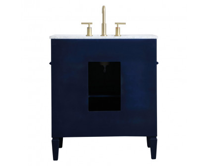 Elegant Single Bathroom Vanity Set - Blue, L 30" (VF12530BL)