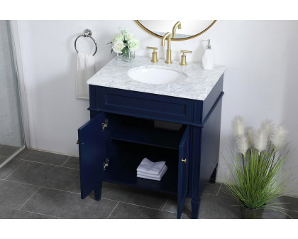 Elegant Single Bathroom Vanity Set - Blue, L 30" (VF12530BL)