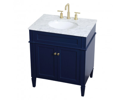 Elegant Single Bathroom Vanity Set - Blue, L 30" (VF12530BL)