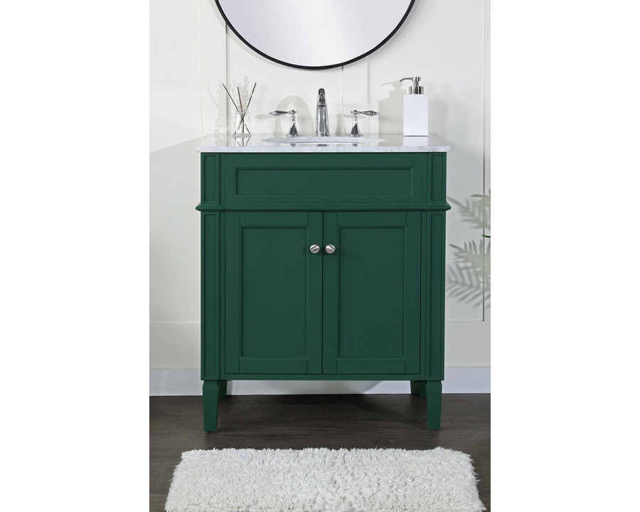 Elegant Single Bathroom Vanity Set - Green, L 30" (VF12530GN)