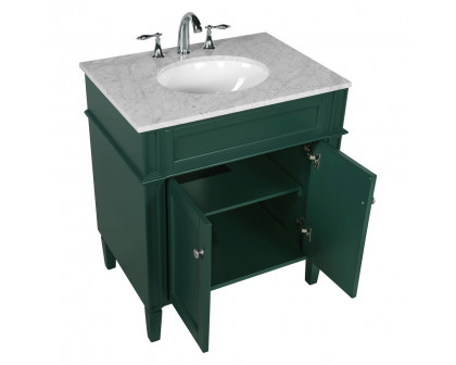 Elegant Single Bathroom Vanity Set - Green, L 30" (VF12530GN)