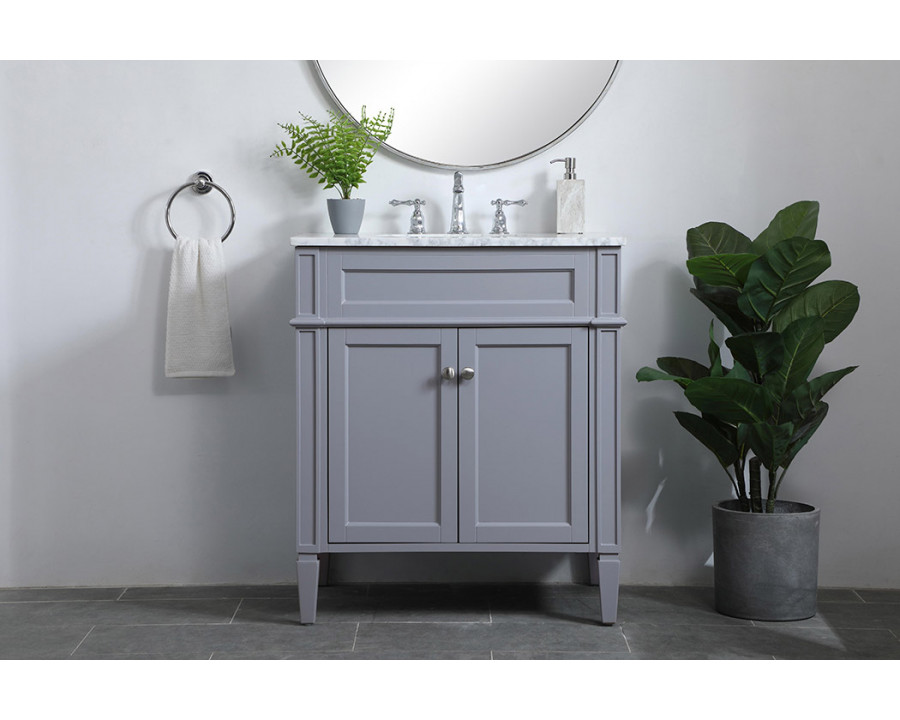 Elegant Single Bathroom Vanity Set - Gray, L 30" (VF12530GR)