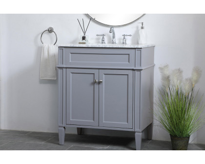 Elegant Single Bathroom Vanity Set - Gray, L 30" (VF12530GR)