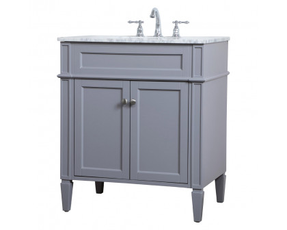 Elegant Single Bathroom Vanity Set - Gray, L 30" (VF12530GR)