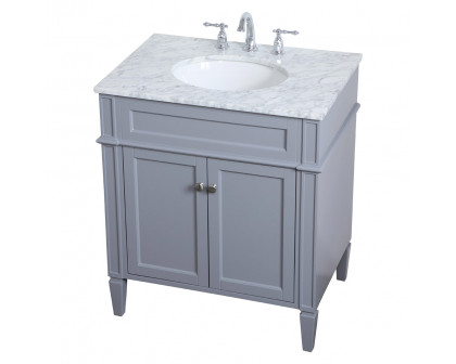 Elegant Single Bathroom Vanity Set - Gray, L 30" (VF12530GR)