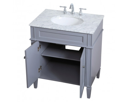 Elegant Single Bathroom Vanity Set - Gray, L 30" (VF12530GR)