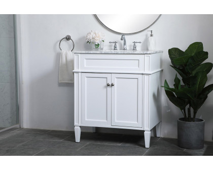 Elegant Single Bathroom Vanity Set - White, L 30" (VF12530WH)